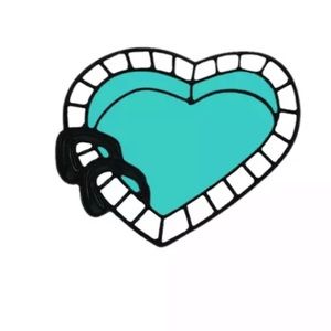 Swimming Pool Heart Enamel Pin Summer Fun Swimmer Metal Lanyard Backpack Badge